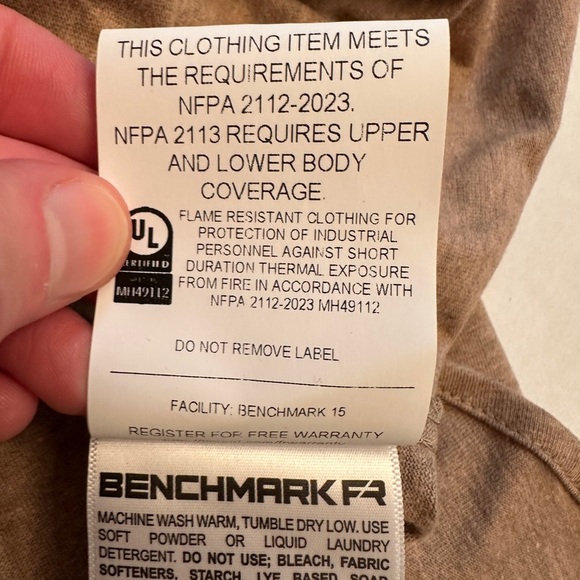 Benchmark Size M Oh Snap Hybrid FR Shirt Fire Resistant Stretch Material Tan - Picture 7 of 12